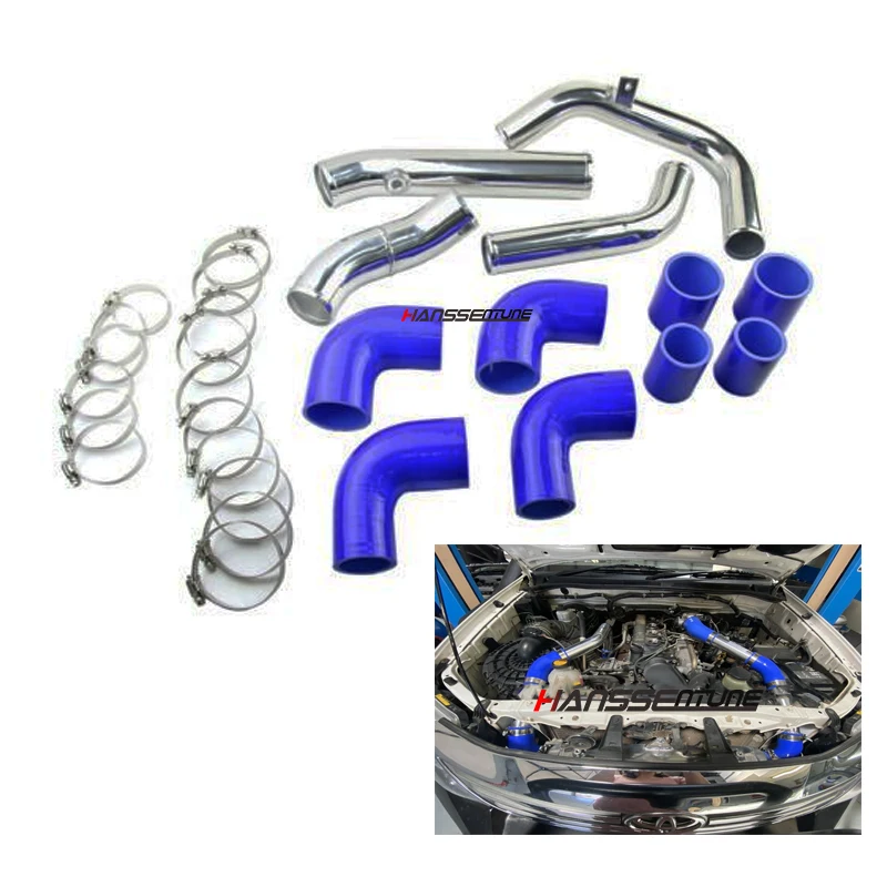 Hanssentune Aluminum 550 X 230 X 65mm Intercooler + Turbo Intercooler Piping Kit For Toyota Hilux Vigo /Fortuner 3.0L 04-15