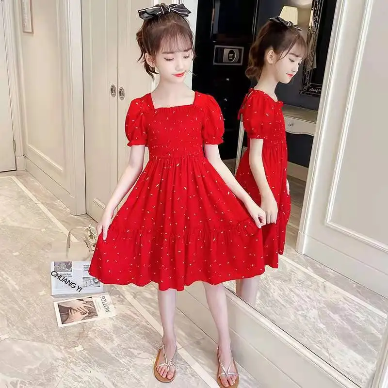 Fashion Summer 2022 Girls Cute Dress Party Kids School Dresses Costumes Children Princess Clothes Teen Vestidos 4 6 8 10 12 Year