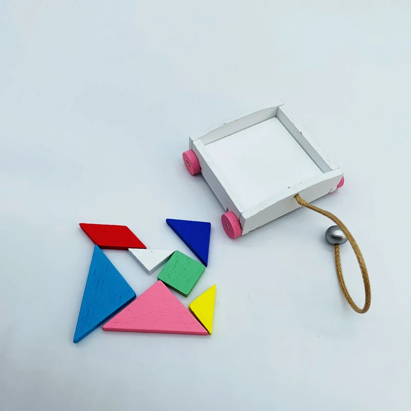 미니어처 7피스 퍼즐 귀여운 건축 탱그램 작은 정사각형 자동차 모델 장난감 인형집 장식 액세서리