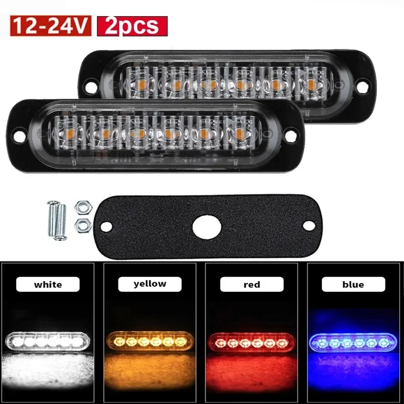 2 Pcs 6LED 12/24V Side Marker Warning Lights Daytime Running Lights for Trucks Cars LED Tail Lights Fiexed Warning Light Bar
