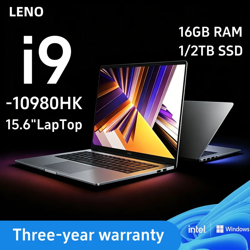 2026  LENO 15.6 Inch Gaming Laptop Intel Core i9-10980HK 8 Core 16 Thread 16GB RAM 1TB SSD Win11 Pro Portable Notebook Computer