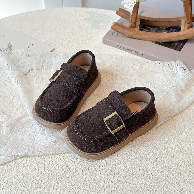 Girls Flats Spring Fall Shallow Lazy Loafers Shoes for Kids Girl Comfortable Soft Suede Sneaker Casual School Shoes Children