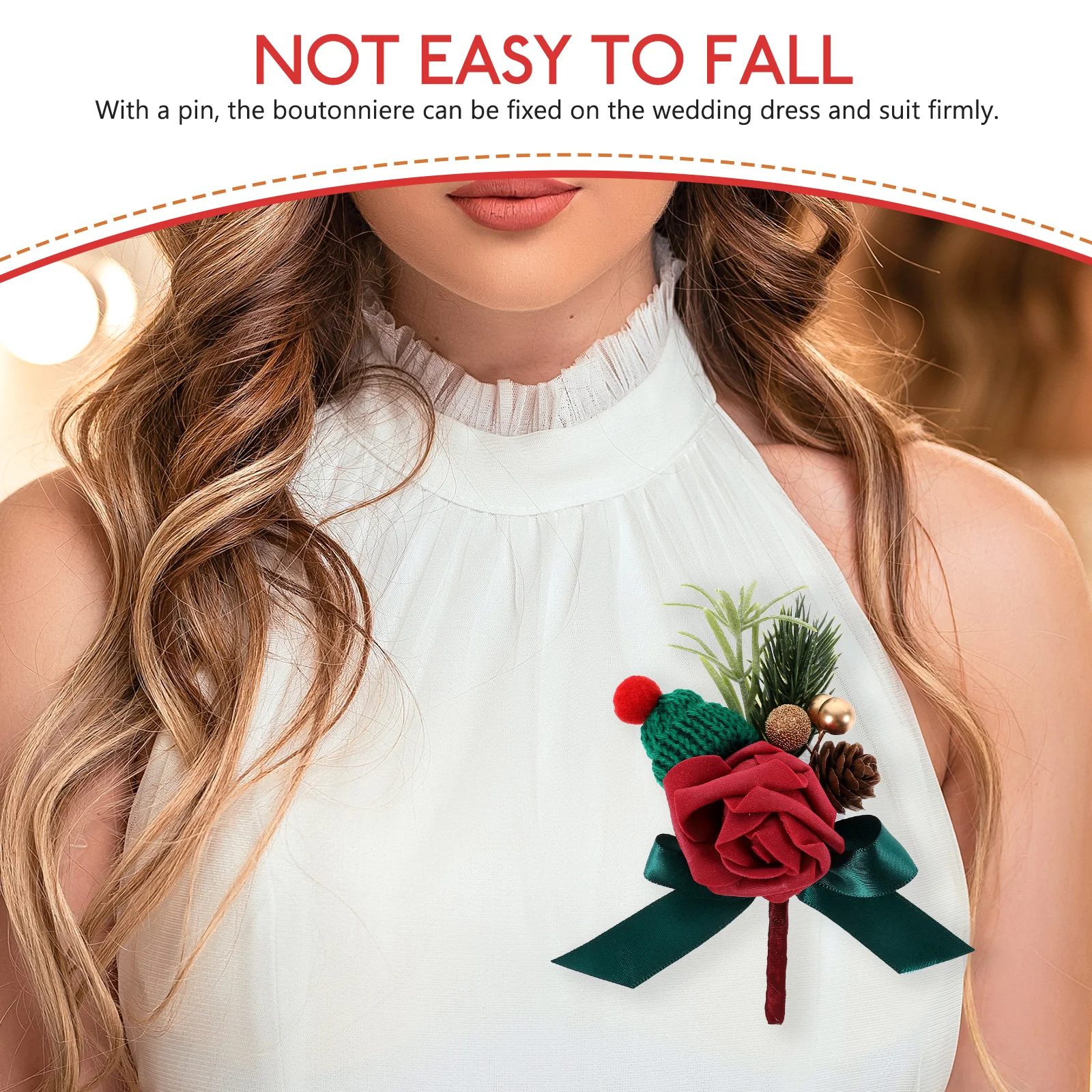 

Artificial Christmas Corsage Boutonnieres Rose Groomsmen Flower Lovers Bride Decorations