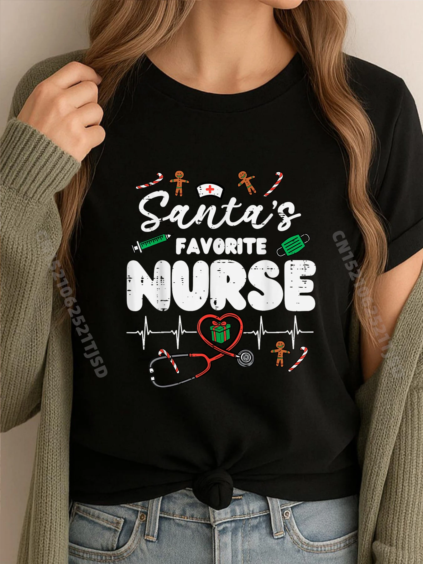 

Санты любимая медсестра, Рождество, Рождество, скраб для кормления, топ, рубашки, женская весенняя мужская одежда с графическим рисунком, корейская одежда большого размера