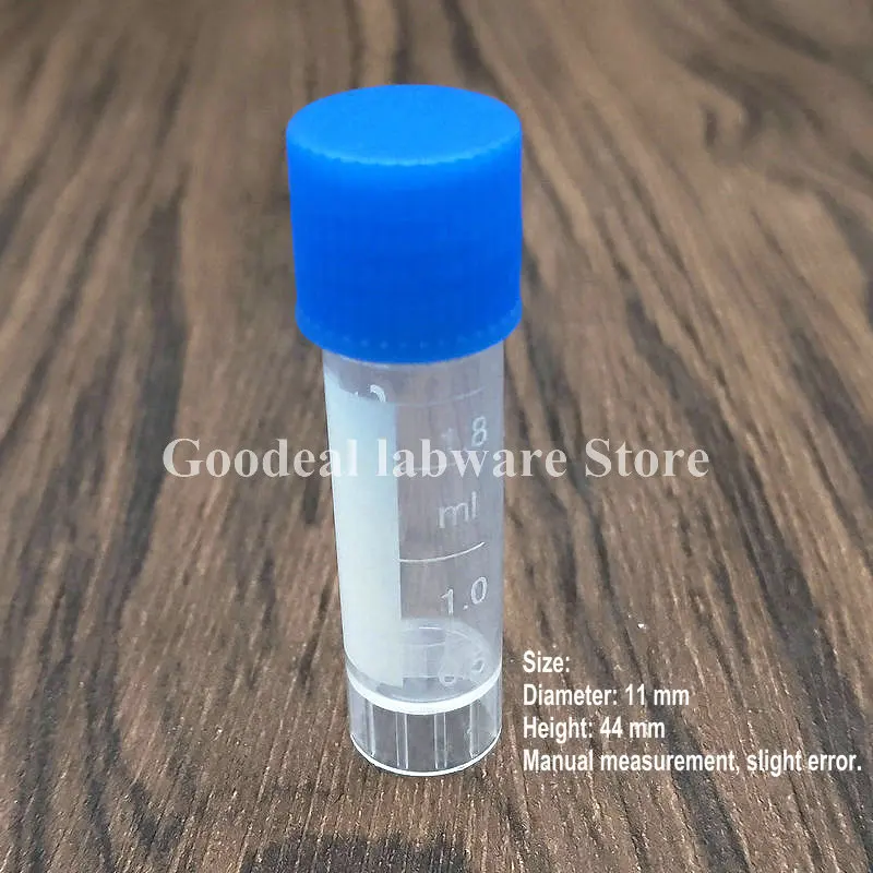 50pcs 1.8ml  Plastic Screw Mouth Freeze Pipe with Leakproof Washer,Transparent Graduated Cryovial,Reagent Storage Tube