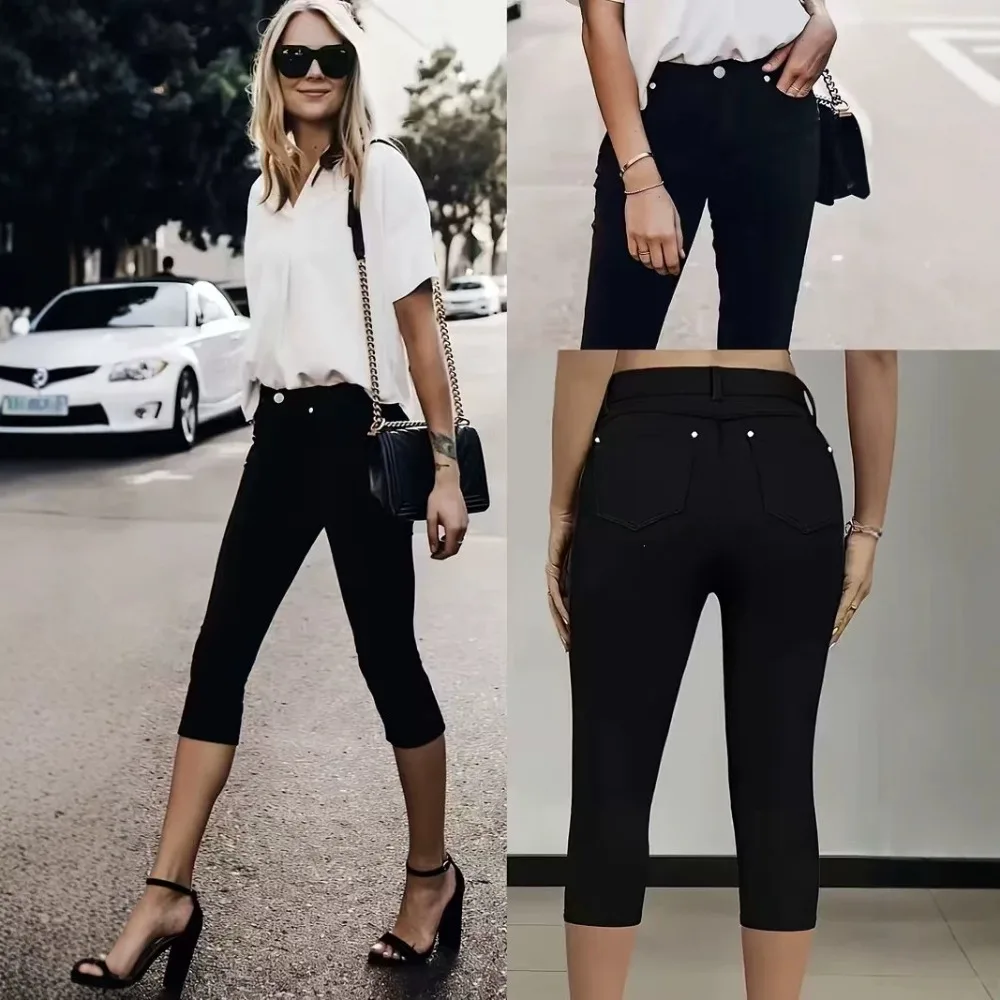 2026NewWomen's Slim Fit Jeans, WithRaised Hips, Cropped Pants, Versatile Black, Sexy and Lively All Season Jeans, Casual Stretch