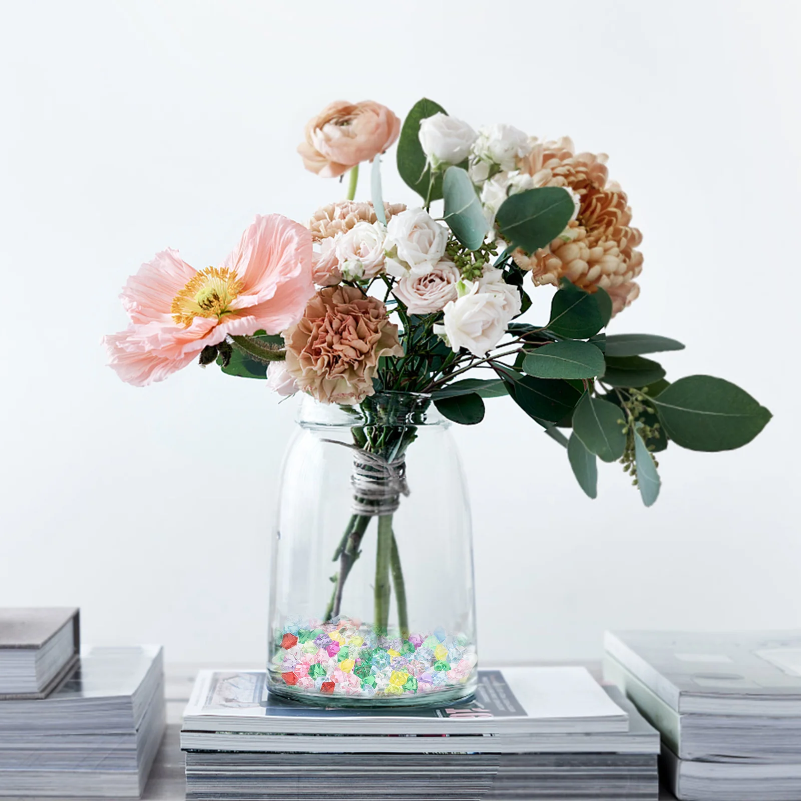 

200Pcs Vase Decoration Multicolored Acrylic Gems Fake Crushed Ice Rocks Transparent Vase Fillers for Party Centerpiece Table