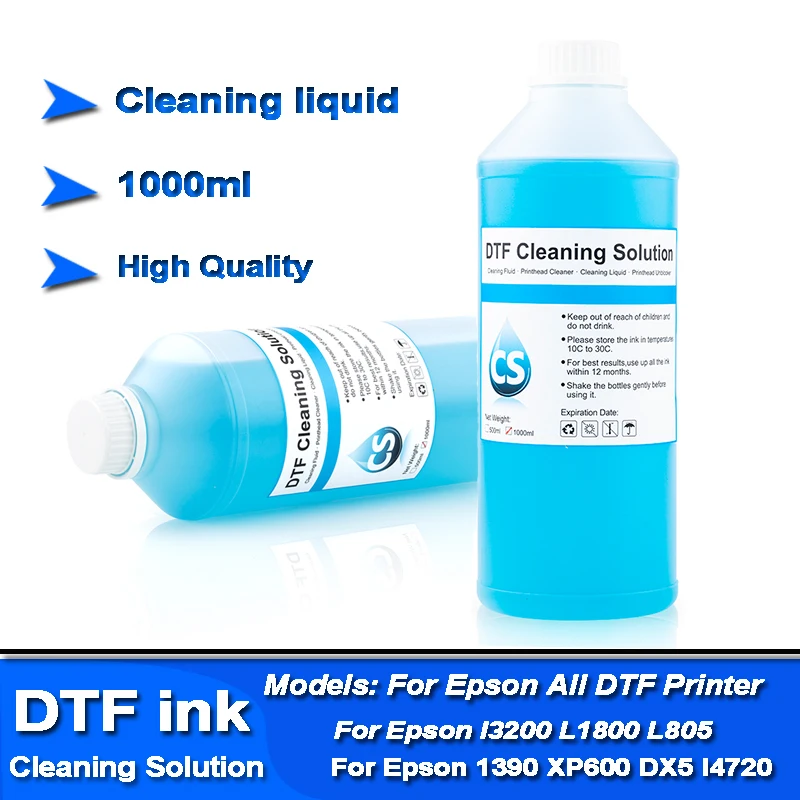 

1000ML / Bottle DTF Cleaning Solution for Epson L1800 L800 L805 DX5 DX7 XP600 I3200 I4720 I5113 DTF ink printer Cleaner Liquild