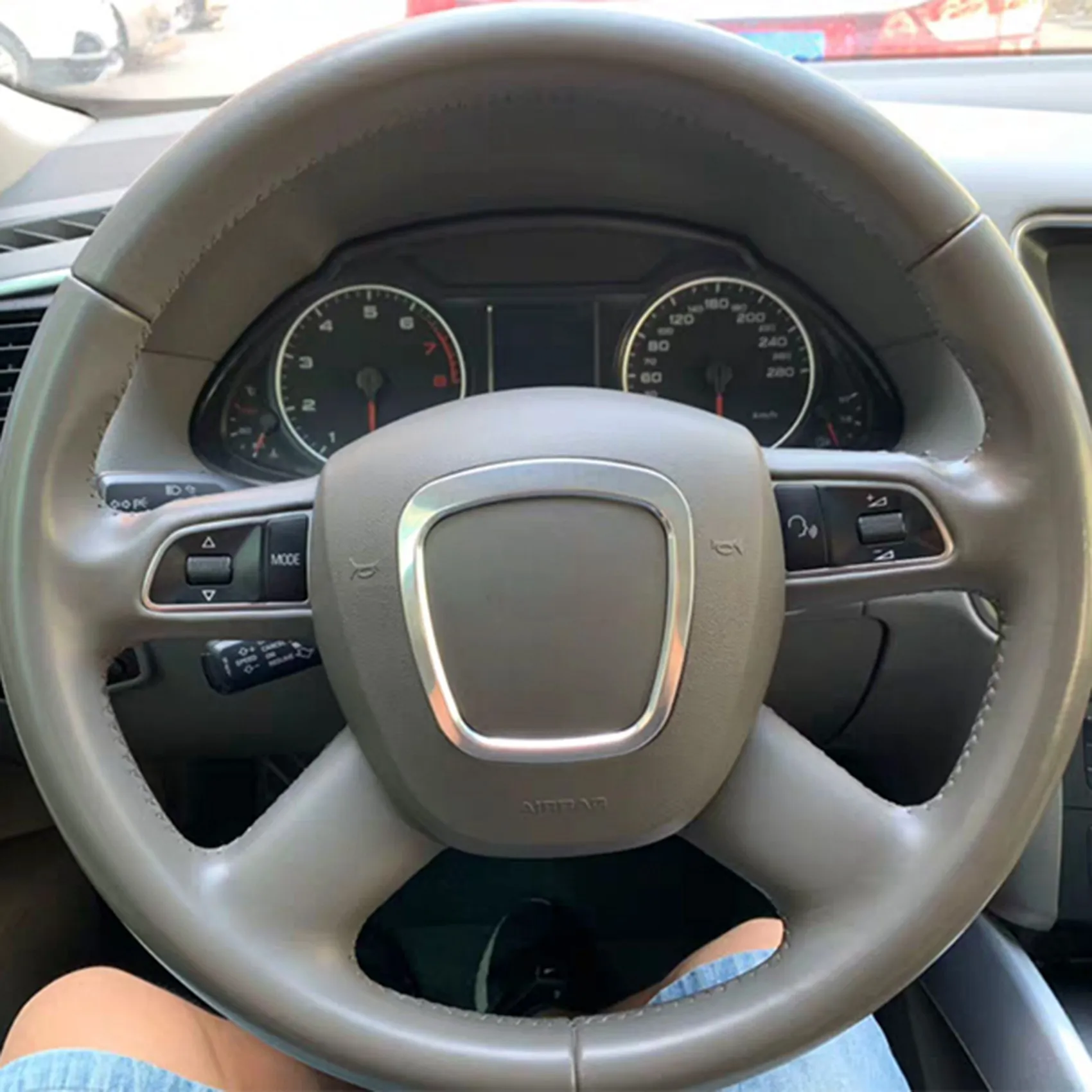 A82M-Car Chrome Steering Wheel Trim Cover Emblem Badge Frame Sequin Centering Sticker For- A3 A4 B6 B7 B8 A5 A6 C6 Q7 Q5
