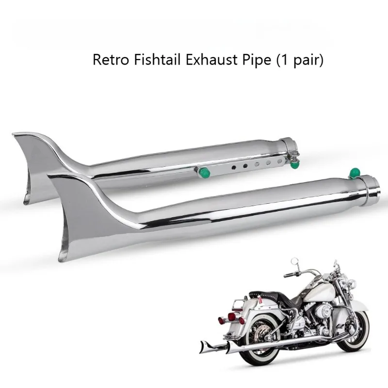 For Ural K750 M1 M72 R71 R12 Dnepr MT12 XL883 1200 Retro Silver Fishtail Exhaust Muffler 24HP 32HP Motorcycle Engine Parts