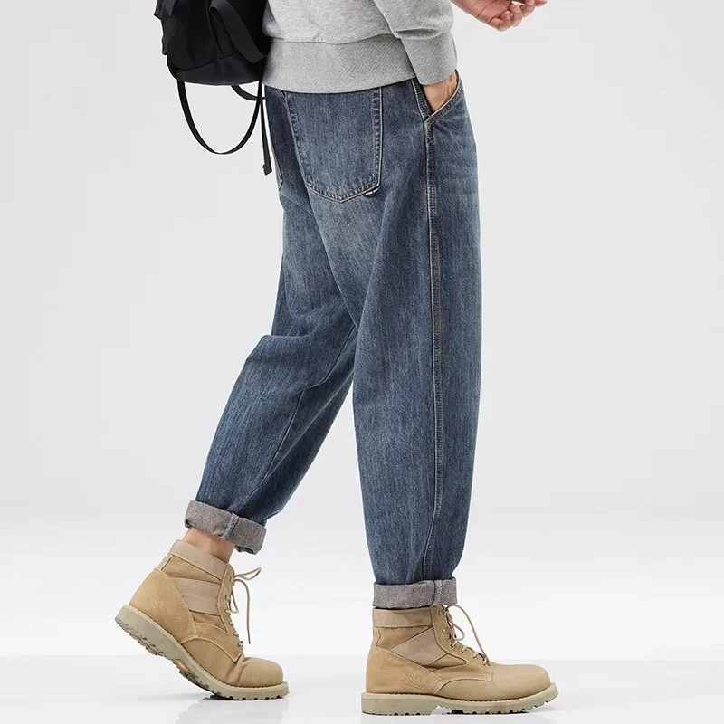 

Джинсы Waed Denim, модные, в гонконгском стиле, износостойкие, универсальные, на весну и осень, прямого кроя, свободного покроя, молодежный тренд