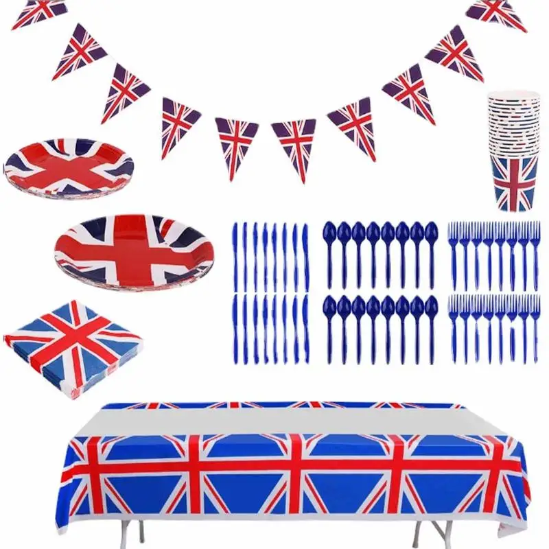 British Flag Theme Party Paper Plates Great England Flag Party Plates Tableware Decoration Plates Dinnerware Set Party Supplies