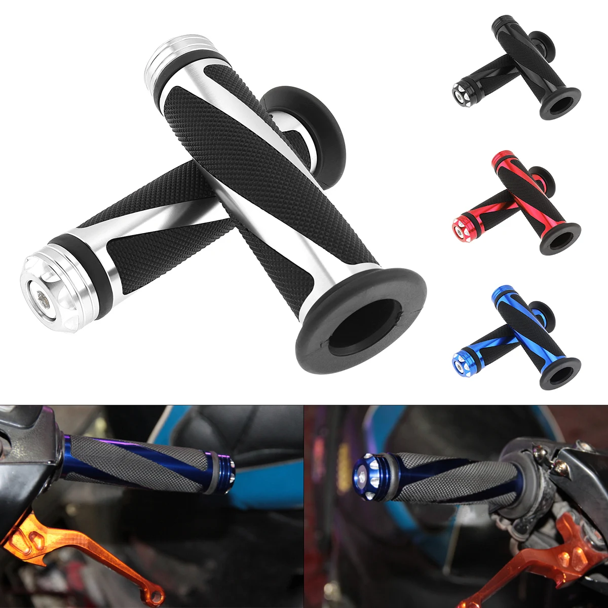 

1 Pair Universal 22mm Motorcycle Handle Bar Hand Grips Aluminum Alloy Handle for Off-road Vehicle Motorbike Scooter ATV UTV