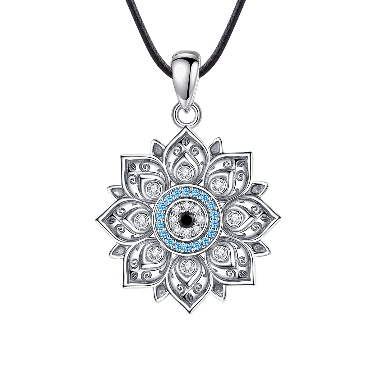 Eudora 925 Sterling Silber Lotus Bösen blick Halskette für Frauen Mann Vintage Bösen blick Lotus Blume Anhänger Persönlichkeit Schmuck Geschenk