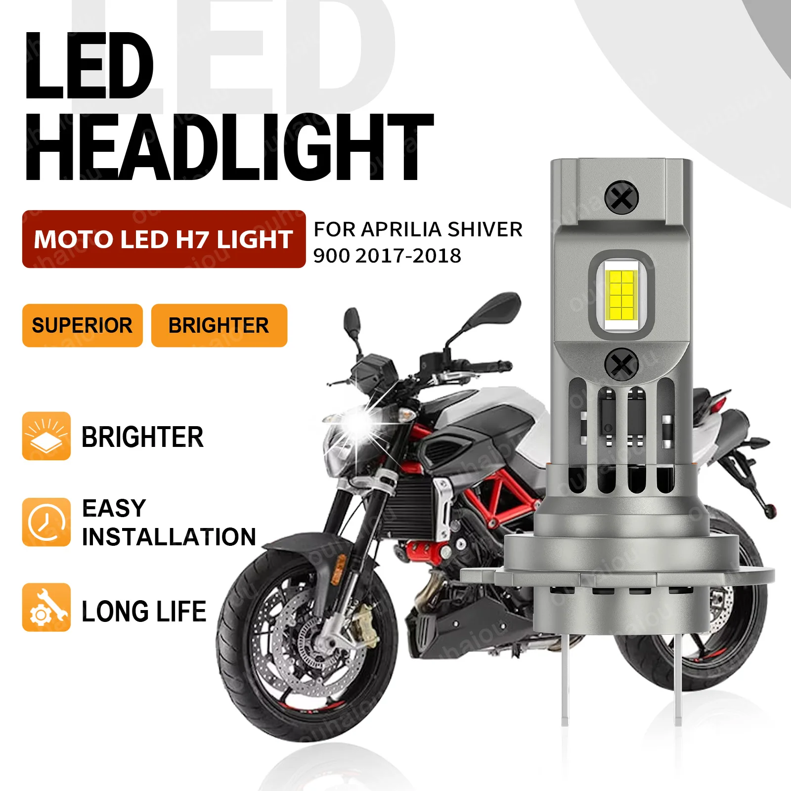 

For Aprilia Shiver 900 2017-2018 1Pcs Canbus LED Motorcycle Headlight High/Low H7 12V 15000LM 6000K White Motorbike