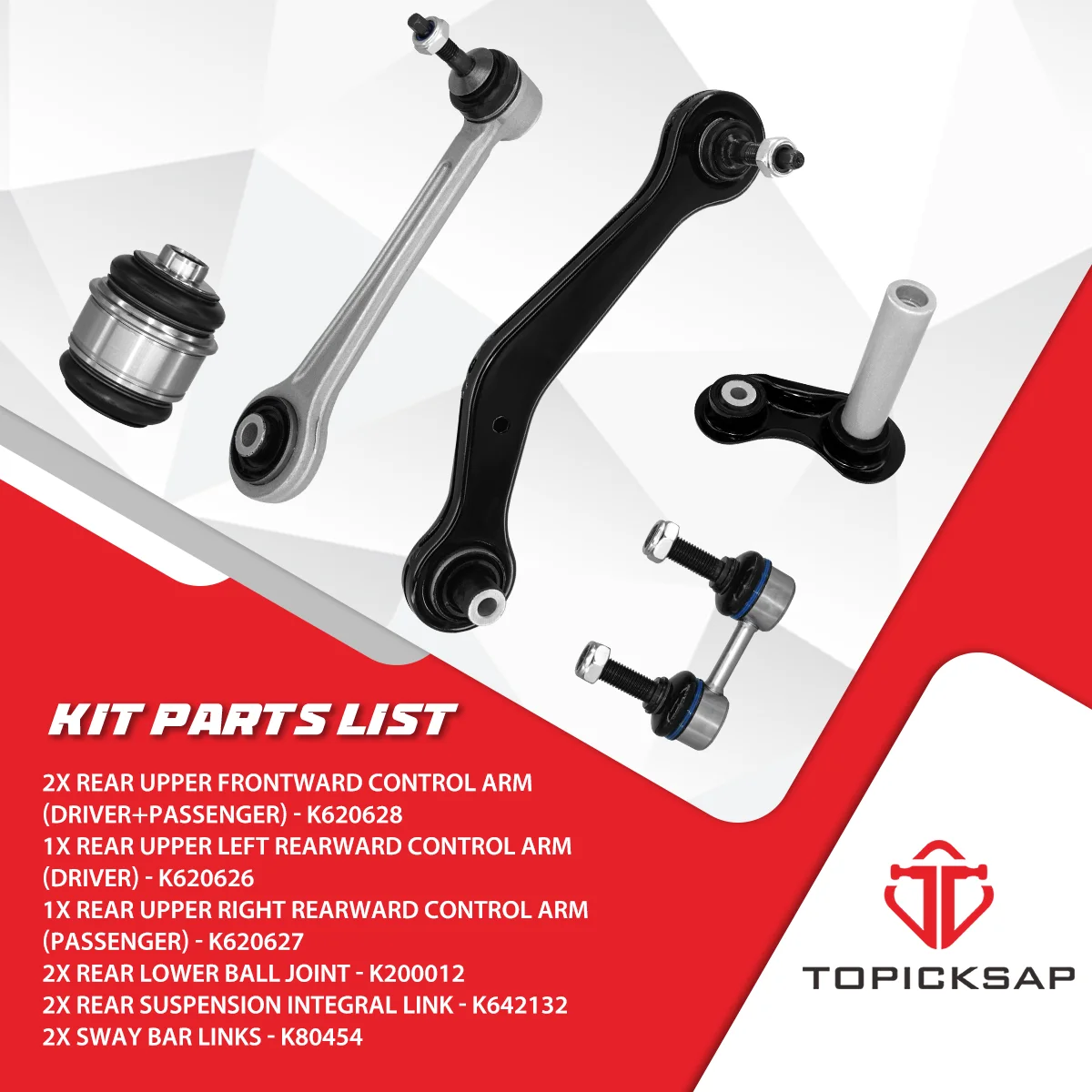 TOPICKSAP 10pcs Rear Control Arms with Bushings Suspension Kit for BMW X5 E53 2.5i 3.0i 4.8is 2000 2001 2002 2003 2004 2005 2006