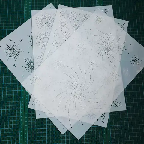 Drawing Tracing Patchwork Sewing Tool large 30*22cm Firework Pattern Embroidery Sashiko Stencil reusable Soft Quilting Template