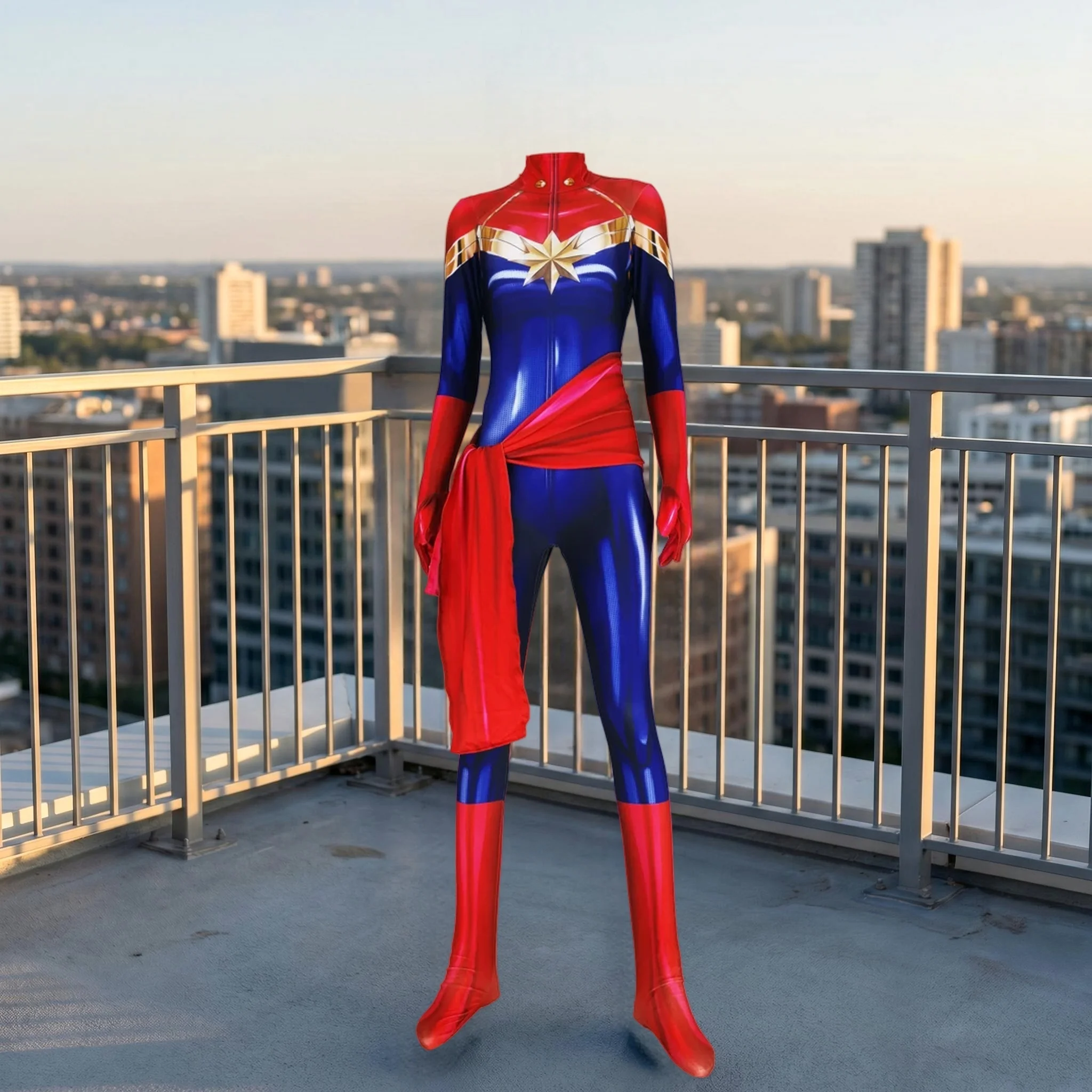 Disfraz de Capitana Marvel para mujer adulta, disfraz de Ms. Marvel Carol Danvers, traje de superhéroe Zentai, mono para fiesta de Halloween