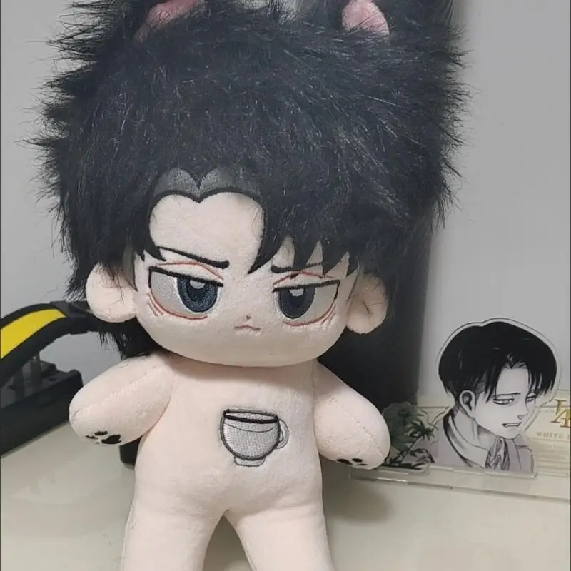 20Cm Attack On Titan Levi Ackerman Facial Embroidery Have Bracket Plush Filling Naked Doll Diy Dress Up Anime Enthusiast Collect