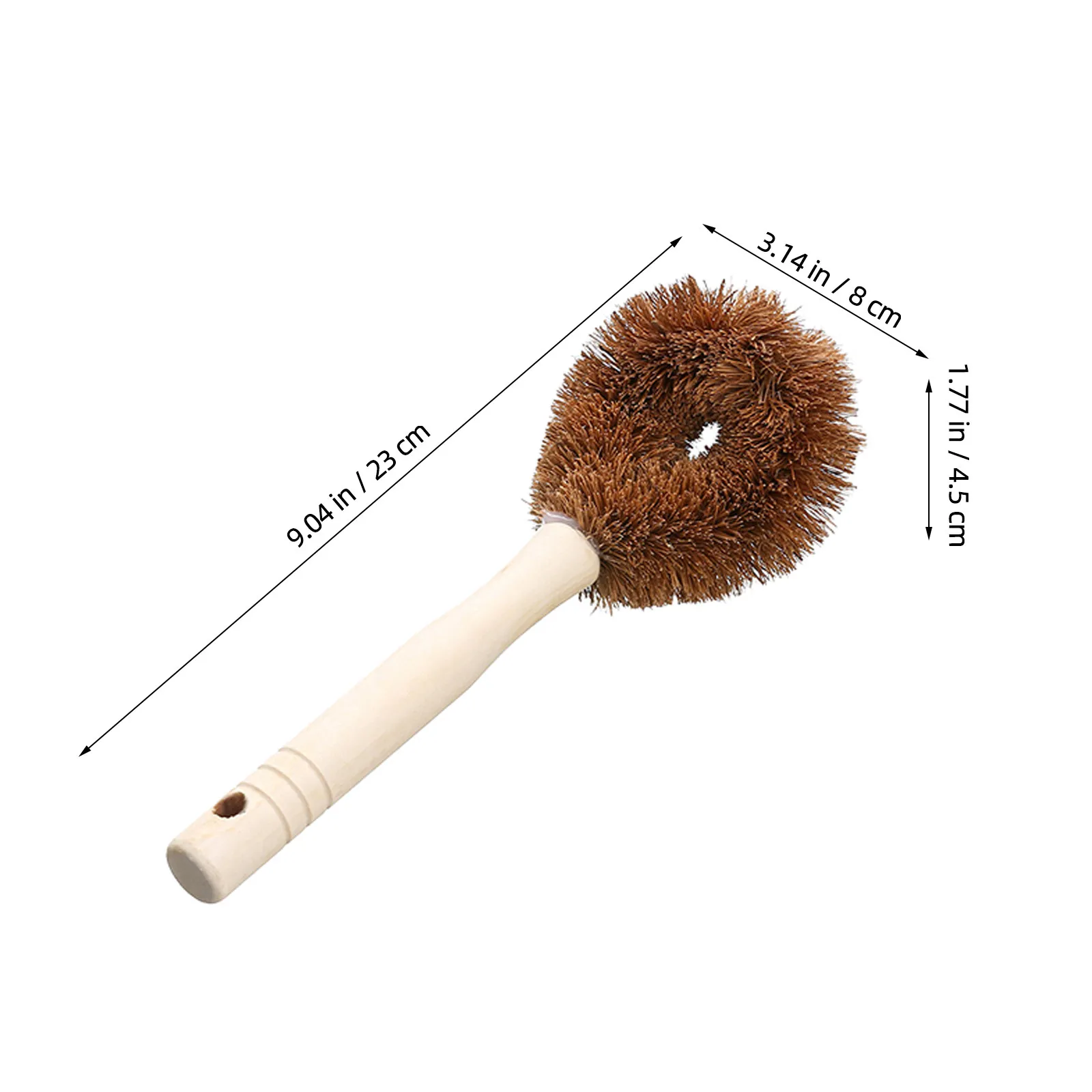 4Pcs Premium Coconut Palm Pot Brush Long Handle Pan Cleaning Brush with Hang Hole for Sinks Bathroom Cookware Strong