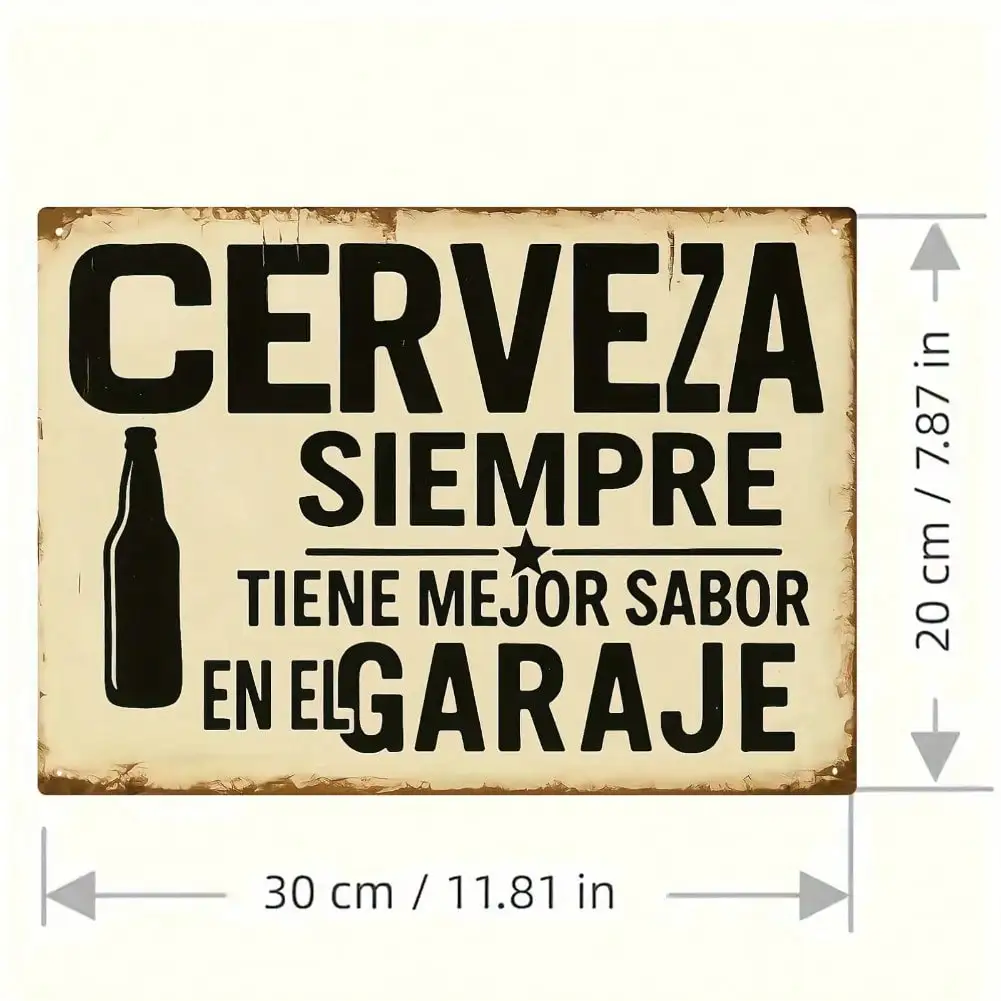 Vintage Cerveza Metal Beer Sign 7.8x11.8 Inch Retro Bar Wall Decor Man Cave Garage Art