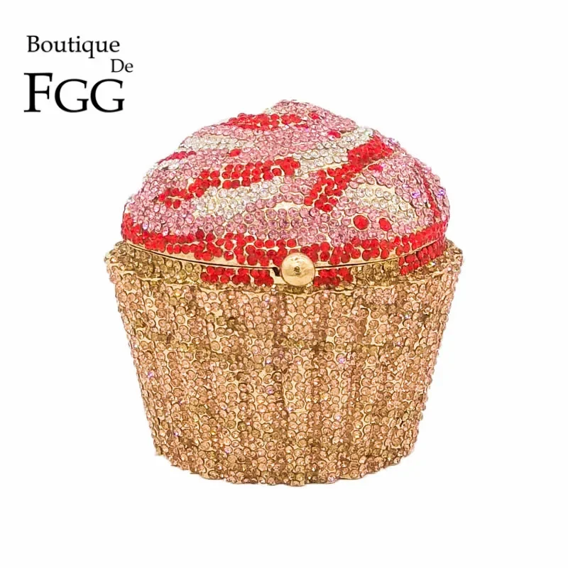 

Boutique De FGG (in stock) Women Cupcake Crystal Clutch Evening Bag Wedding Purse and Handbag Bridal Party Rhinestones Purse Bag