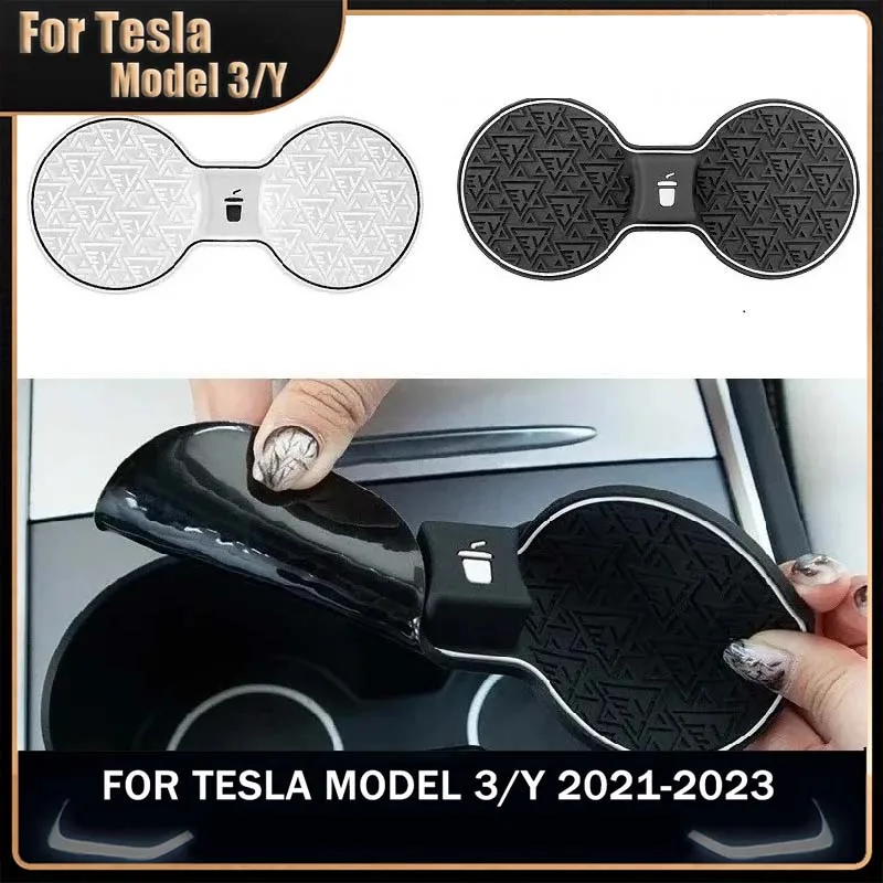 

Drink Water Bottle Center Console Cup Holder Insert CUP Slot Mat Pad For Tesla Model 3/Y 2023 Interior Accessories Car Styling