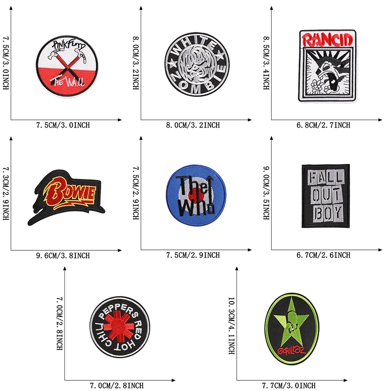 26 Pcs Lot Rock Letters Patches Thermocollant Hard Iron On For Clothes Pack Embroidered Jacket Sew Fabric Mochila Bulk Parches