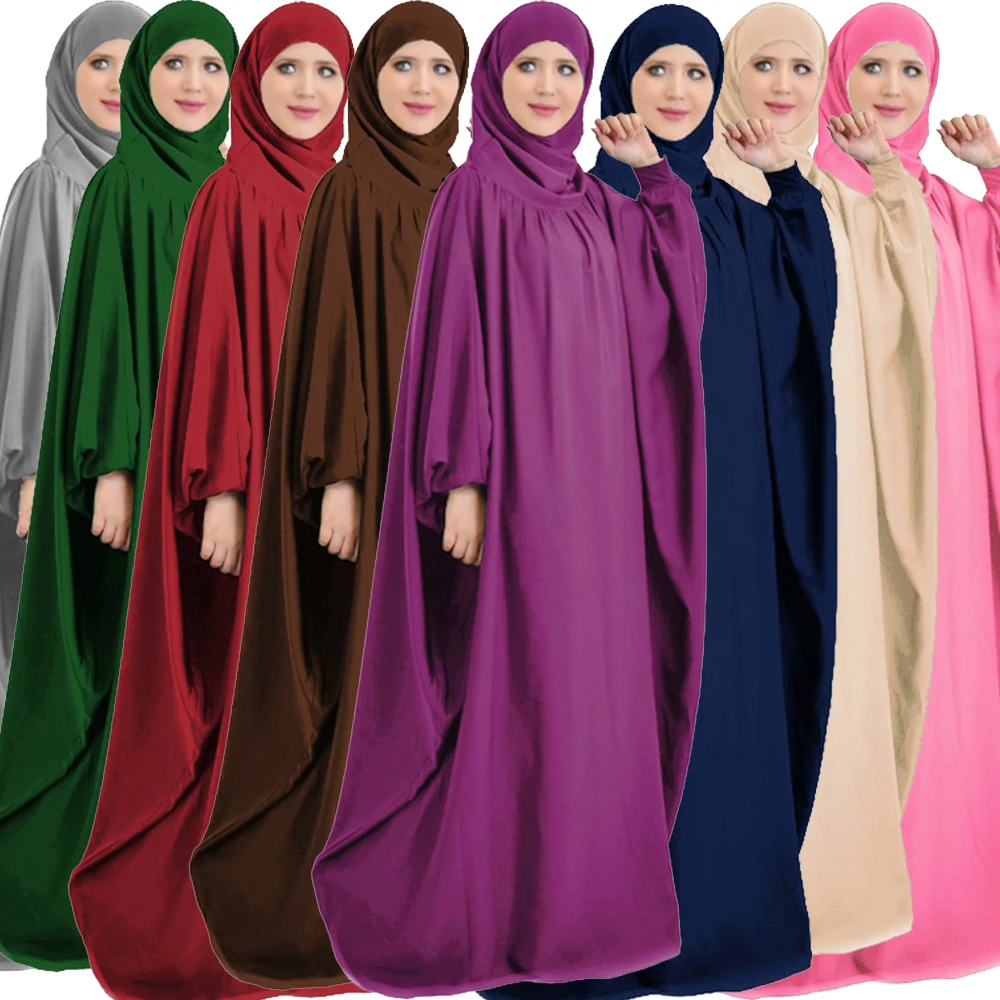 

Ramadan Eid Modest Dress Hooded Abaya Muslim Women Prayer Garment Islamic Clothing Arab Robe Abayas Overhead Kaftan Turkish Gown