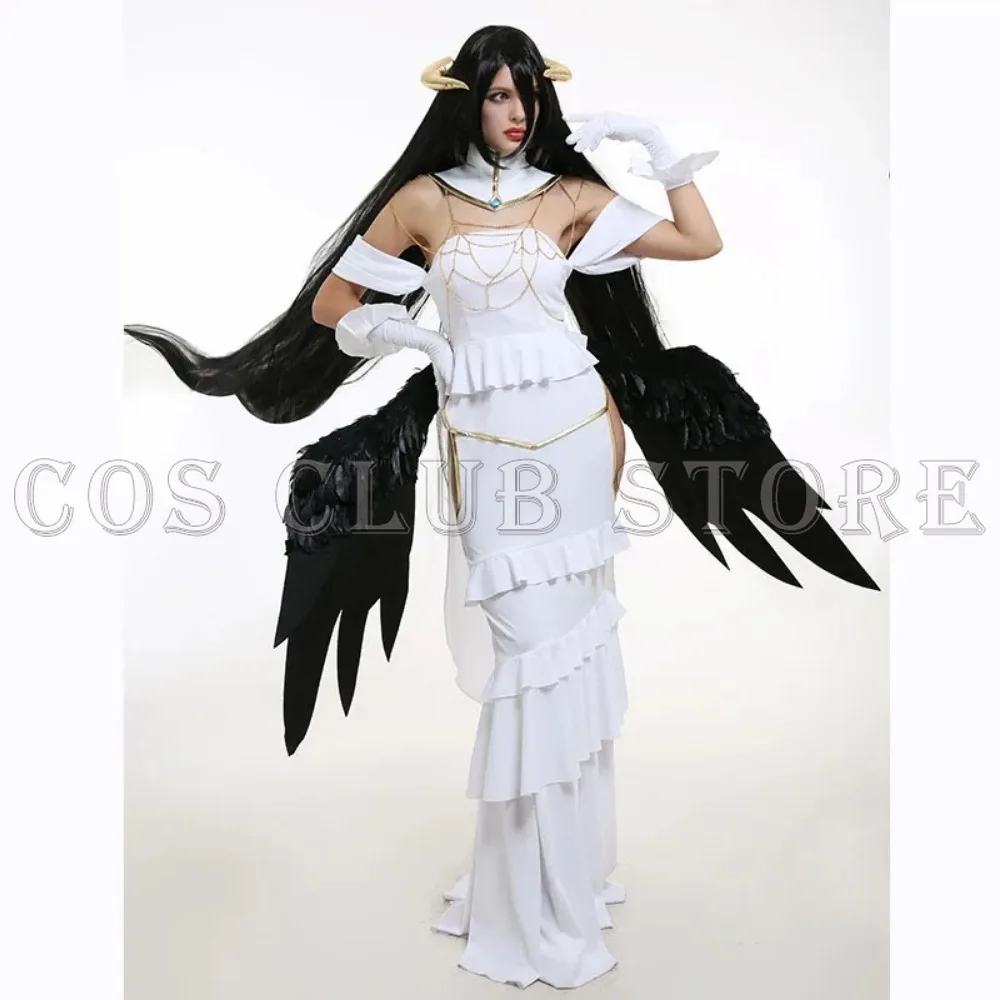 Anime Overlord Cosplay Robes pour femmes, Cornes, Albedo, Uniforme, Ailes, Perruques, Casquette, Halloween, Costume de Noël