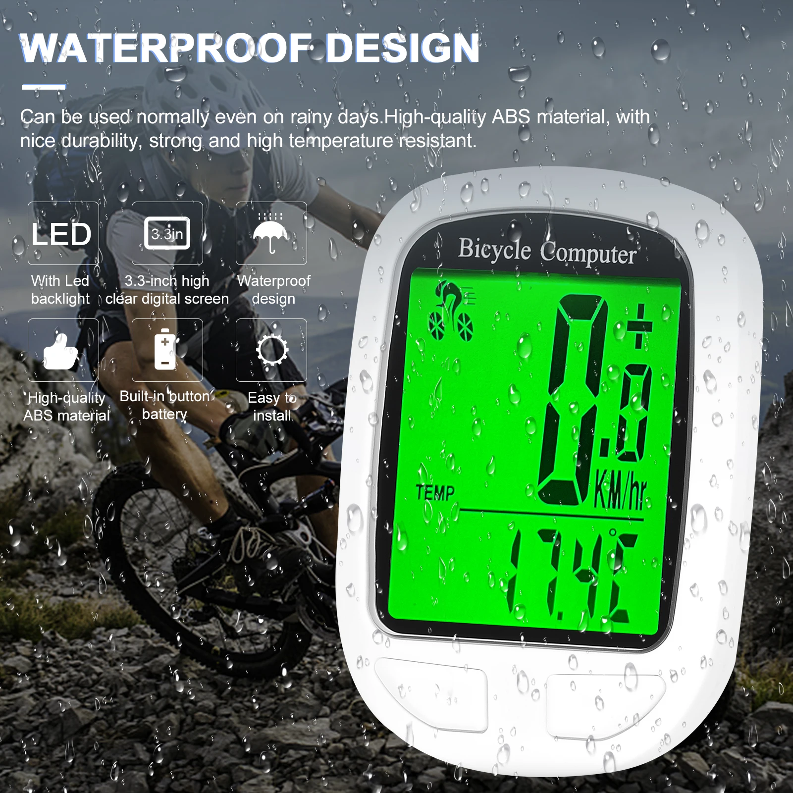 Wireless Bike Computer Bicycle Speedometer LED Digital Display with Backlight Waterproof Auto Wakeup Scan Cycling MTB Speedmeter