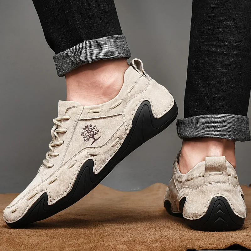 Genuine Leather Octopus bean shoes For Men Fashion Flats Shoes walking sports loafer breathable outdoor Men's driving shoes