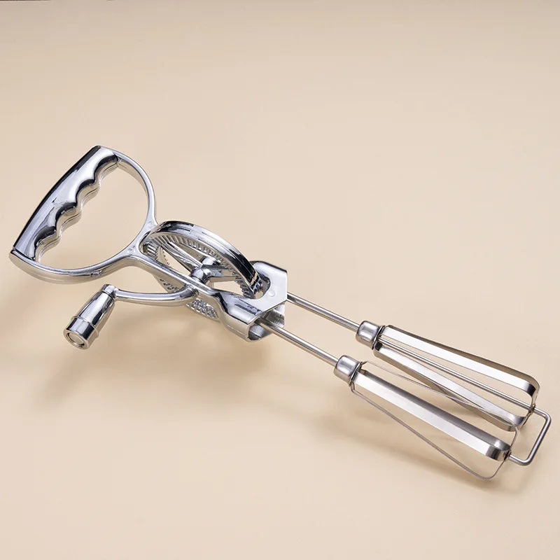 Manual Egg Beater Stainless Steel Double Rotate Multifunction Egg Beater Kitchen Turning Cream Utensils Baking Tool