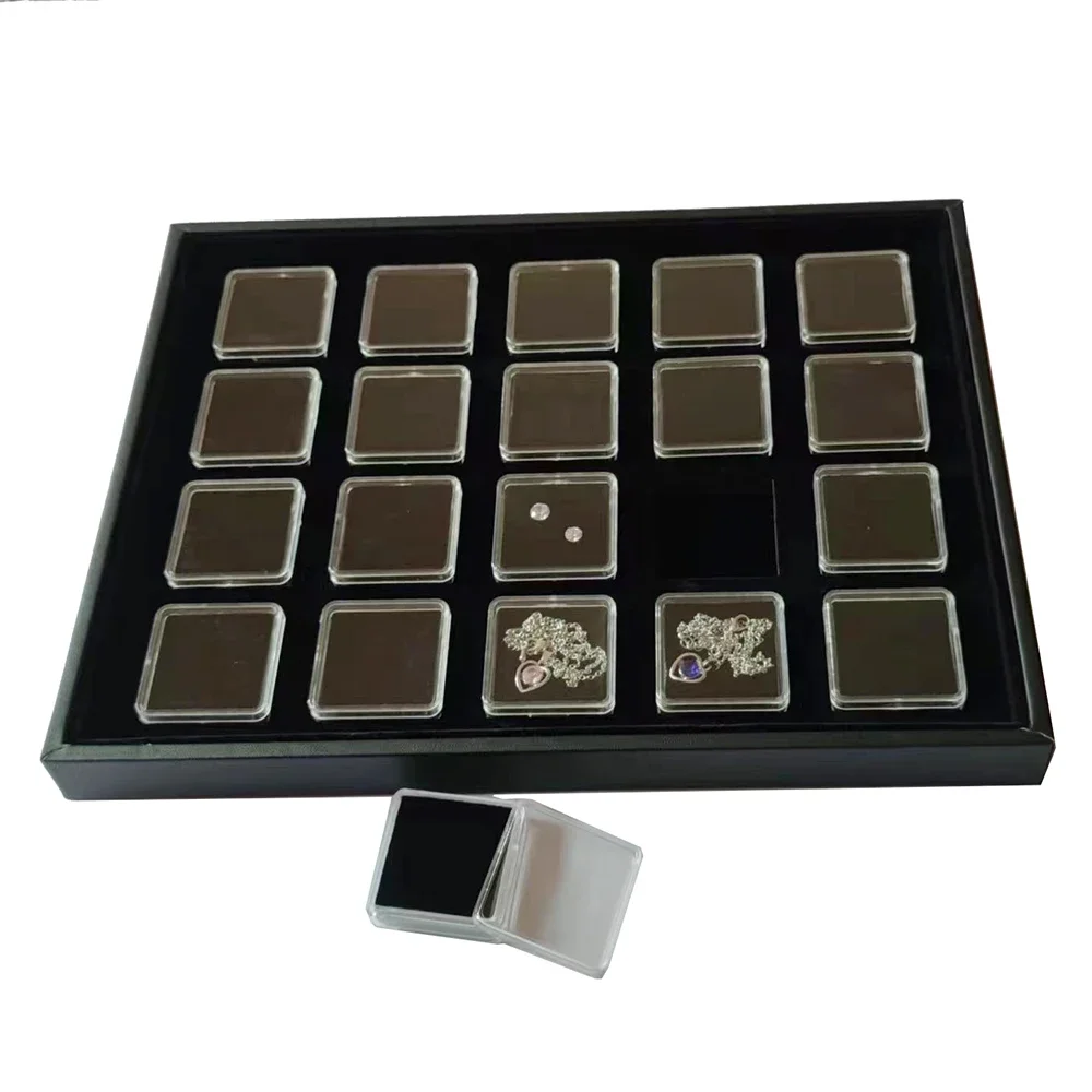 Wholesale 57x37mm Loose Diamond Display Storage Box Clear Gemstone Organizer 40x40mm Gem Packaging Box Pendant Display Tray Case