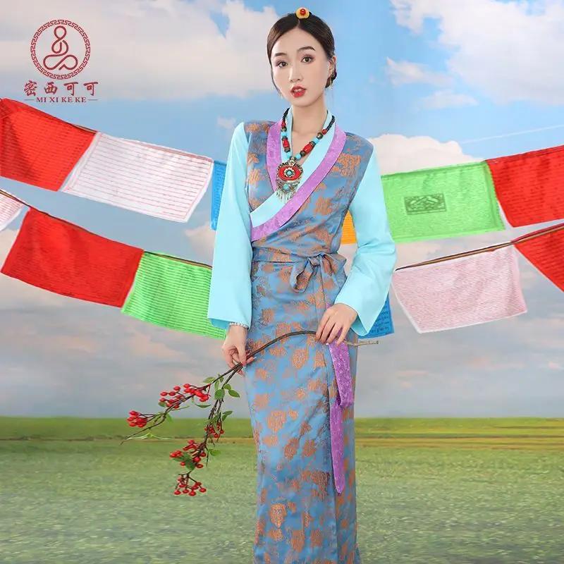 Nowa spódnica Xizang Clothing Bola w stylu etnicznym z haftem kwiatowym tybetańskim Guozhuang