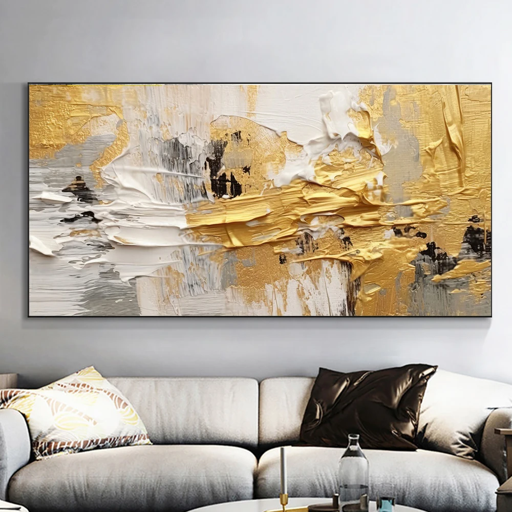 Wall Painting Abstract Golden Art Wall Pictures For Living Room Canvas Painting Home Decor Posters And Prints Vintage Cuadros