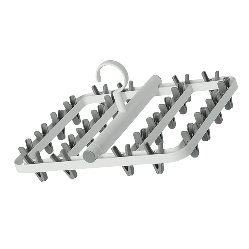

1pc Windproof Clothes Hanger Foldable Laundry Plastic Sock Rack Multi Function Drying Rack For Balcony Window