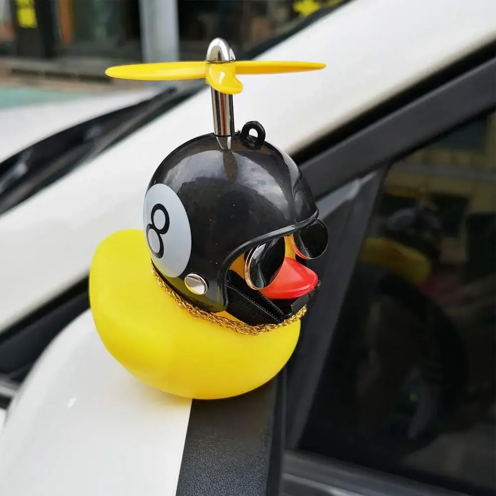 Car Duck with Helmet Broken Wind Pendant Small Yellow Duck Car Ornaments Kids Toy Gift