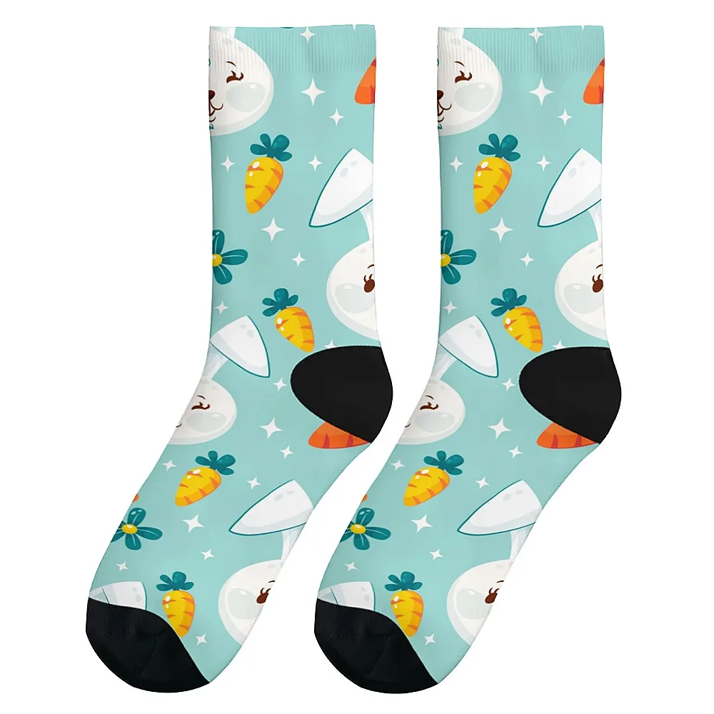 Nieuwigheid mid-tube sokken voor heren met paashaasprint, modieus en schattig, veelzijdige stijl, ademend en warm, perfecte cadeaukeuze