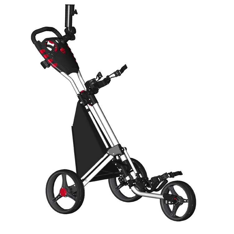 Portable Foldable Aluminum 3-Wheel Golf Push Trolley EXW Price Golf Cart