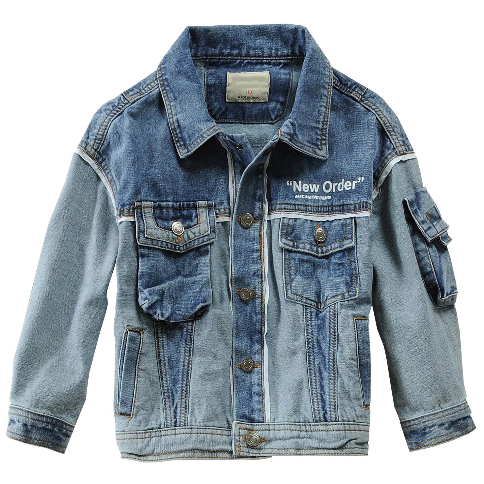 

Boys Denim Jacket Long Sleeve Lapel Buttons Children's Cowboy Coat Fashion Transition Jacket Kids Spring Autumn Jean Outerwear