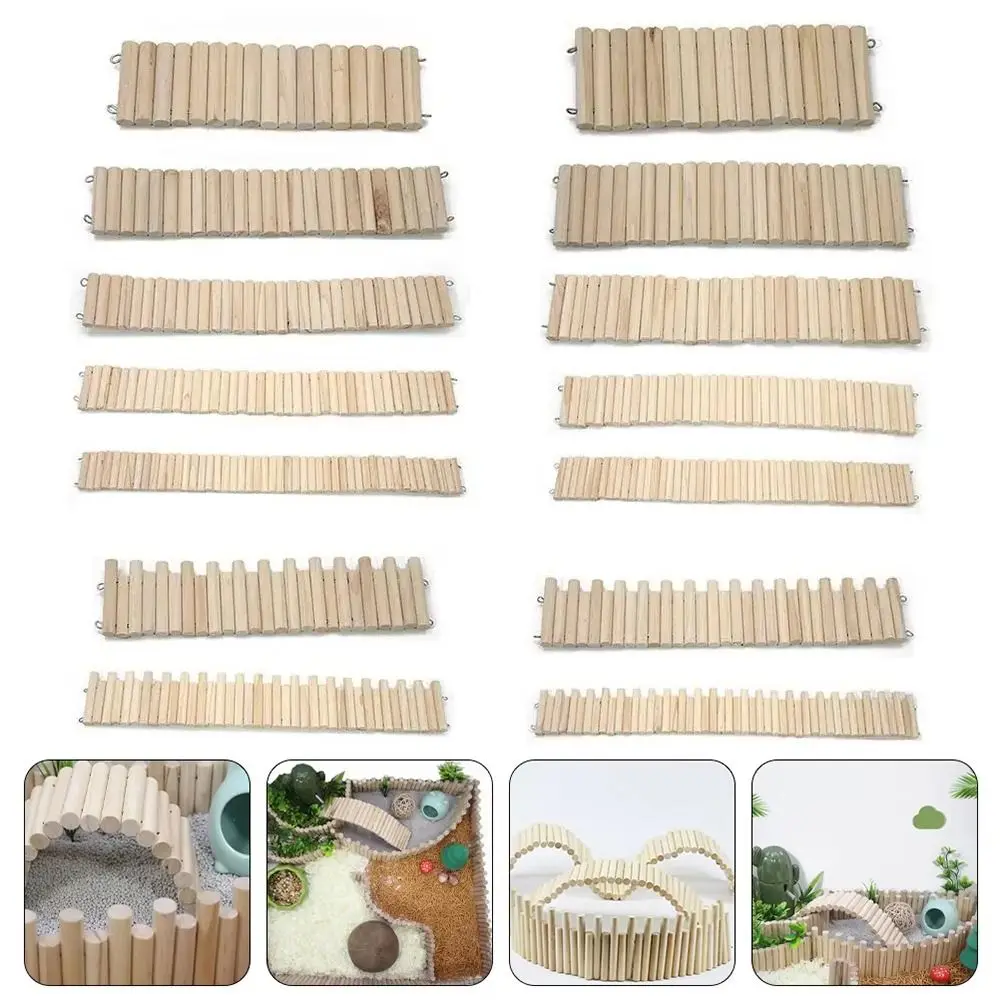 1Pcs Wire Series Connection Hamster Climbing Ladder Easy To Install Wooden Suspension Bridge Cage Decoration Multifunctional