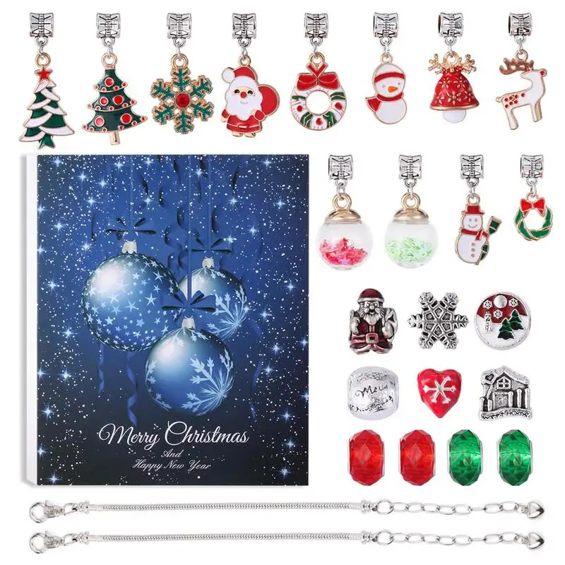 24 Days Countdown Bracelets Count Down to Christmas Calendar Bracelet with Charm Enhance Festive Atmosphere Interactive Toy for