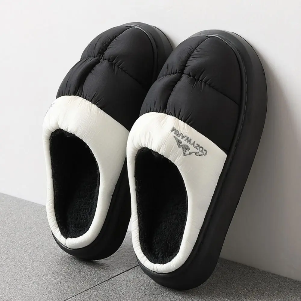 Casual Warm Men's Cotton Slippers Thickened Fleece-lined Indoor Slippers Comfort Platform Slip On Home Shoes Autumn Winter