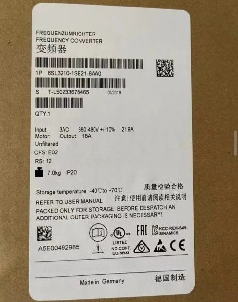 

Brand New Original 6SL3210-1SE21-8AA0 6SL3210 1SE21 8AA0 Fast Delivey