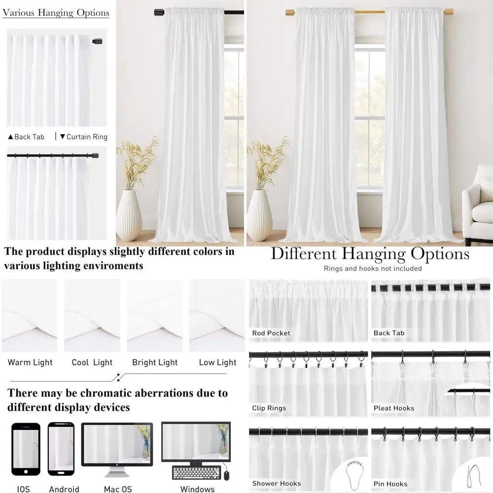 

Luxury White Velvet Curtains, 108 Length, Back Tab Design for Privacy, 2-Panel Set, 52 Wide
