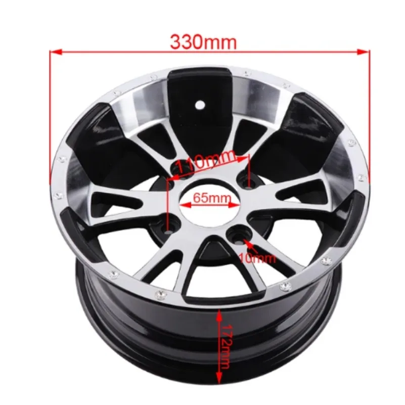 ATV parts 12 inch aluminum alloy front and rear wheels suitable for four-wheel kart UTV all-terrain vehicle 12-inch tires