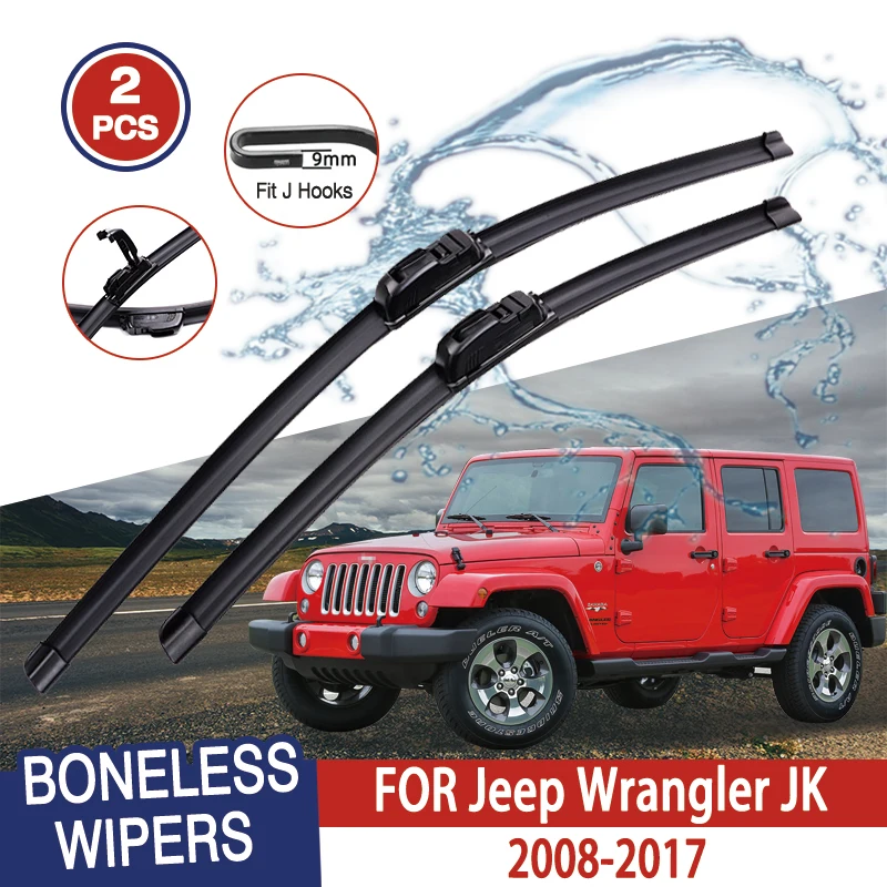 

For Jeep Wrangler JK 2008-2017 Car Windshield Wiper U-type Soft Rubber Frameless Bracketless Car Wipers 16"+16"