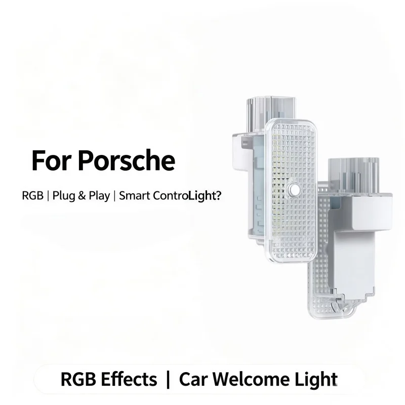 2pcs LED Seven-color Welcoming Lights Courtesy Door Projector Light for Porsche Cayenne 2003 2004 2005 2006 2007 2008 2009