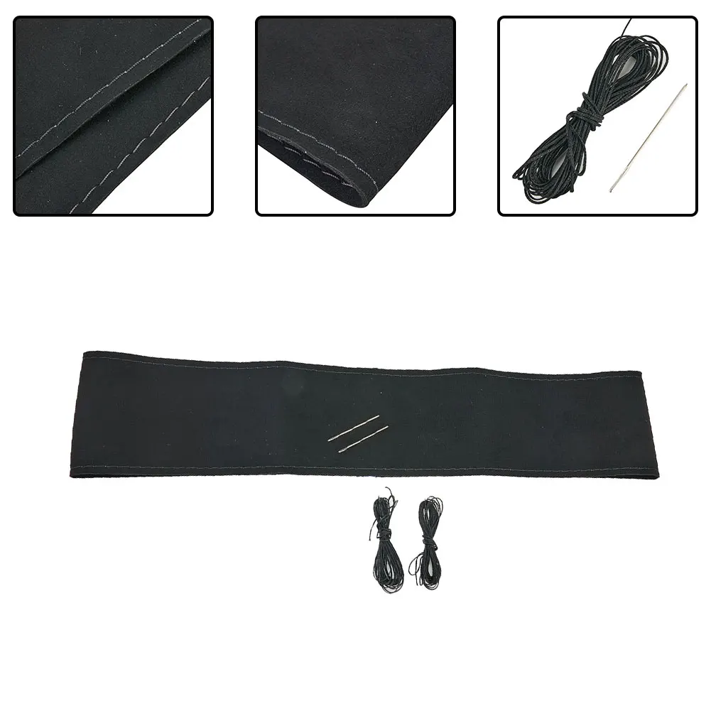 

Accessory Steering Wheel Cover Parts Protector Replacement Sport Suede Anti-Slip Black+Blue 15\" 38cm High Quality